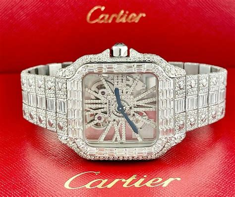 cartier skeleton iced out|iced out cartier watch price.